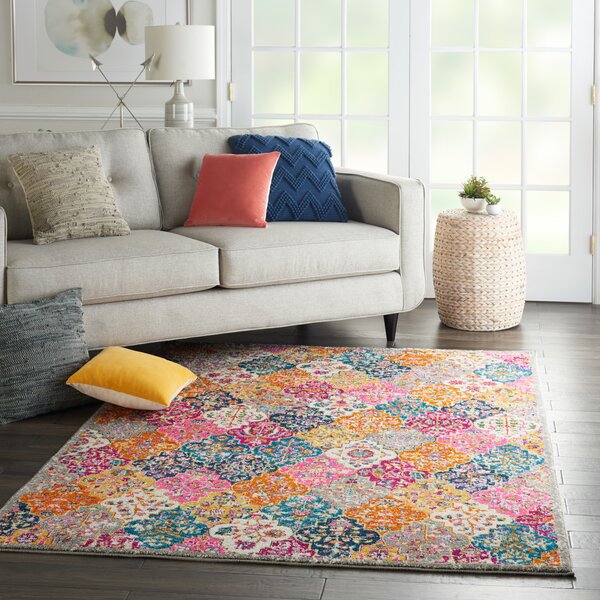 Langley Street Verda Performance Pink Yellow Blue Rug Reviews   Blue Rug 